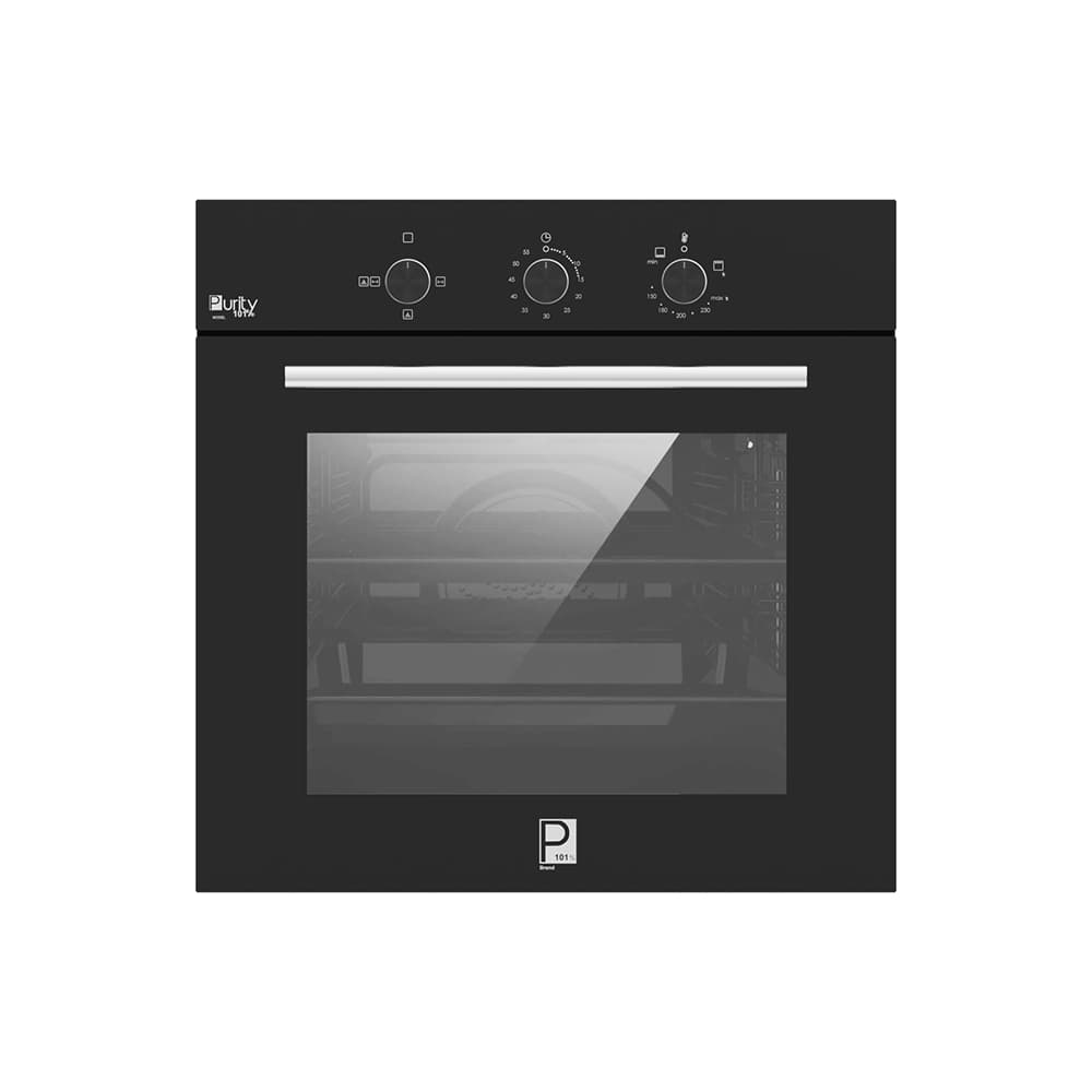 فرن غاز 60 سم من بيورتي – 65 لتر باللون الأسود مع أمان كامل