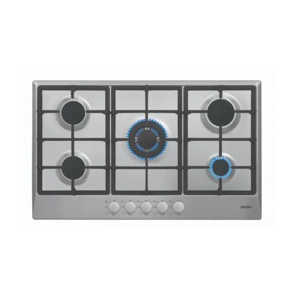 سطح بلت إن 90 سم BH90SG01 – ستانلس ستيل، 5 شعلات SABAF، إشعال ذاتي، أمان كامل
