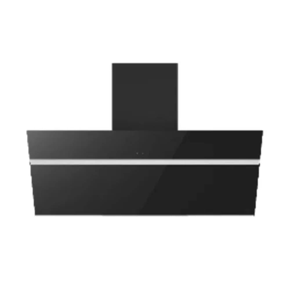 شفاط ديكوري 90 سم – زجاج أسود، 3 سرعات، موتور 650 واط، فلتر كربون