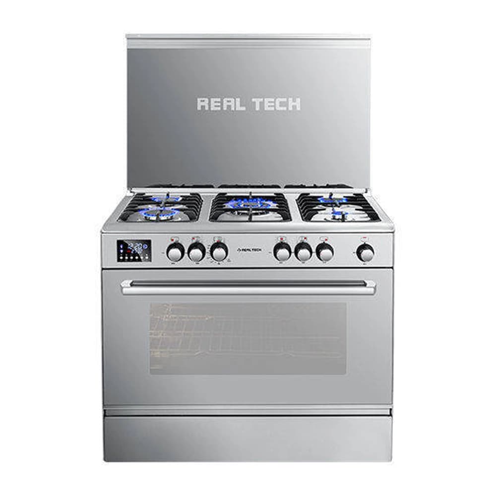 بوتاجاز ريال تك ليون 90 سم – 5 شعلة غاز، ديجيتال سينسور، مروحة 3D، أمان كامل