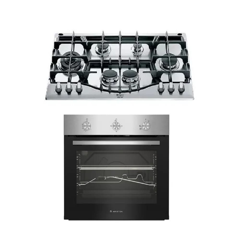 أريستون فرن غاز مسطح ومسطح بلت إن 90 سم – 6 شعلة مع مروحة وشواية كهرباء