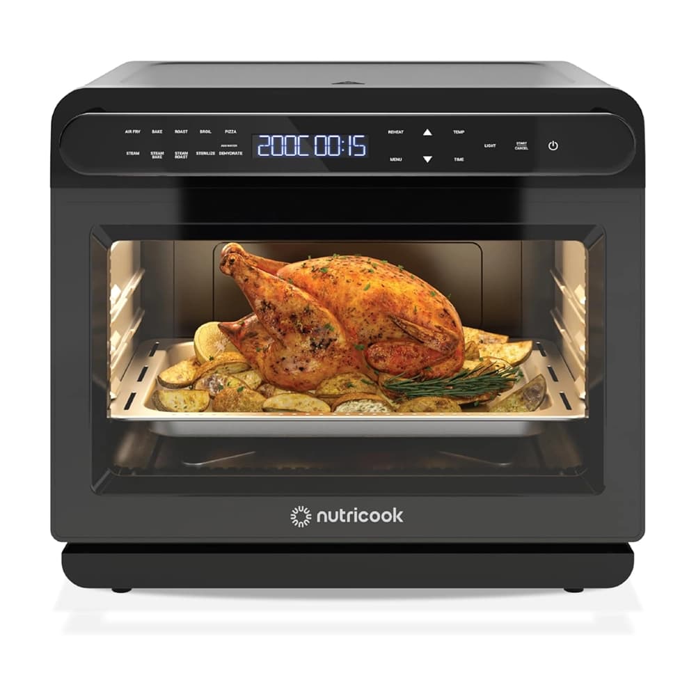 فرن بخار وقلاية هوائية نيوتري كوك 11 في 1 , سعة 24 لتر , 1600 واط , طهي صحي بالبخار | NC-ST01K