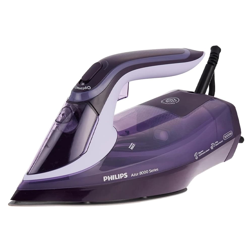 مكواة بخار فيليبس أزور 8000 سيريز ، قدرة 3000 واط ، قاعدة S teamGlide Elite، بخار قوي 55 جم/دقيقة| DST8021/36