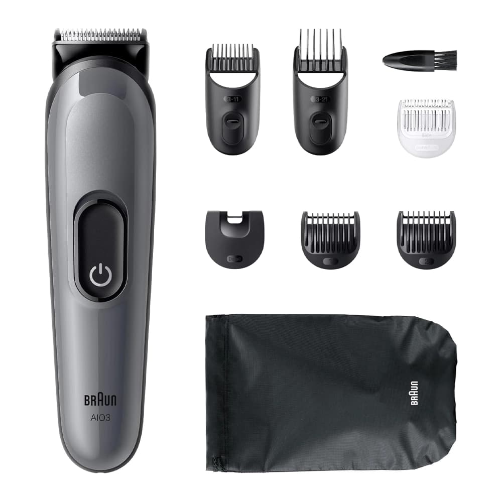 ماكينة حلاقة وتشذيب براون سلسلة 3 , 8 في 1, قابلة للشحن , استخدام لاسلكي لمدة 50 دقيقة | 3540